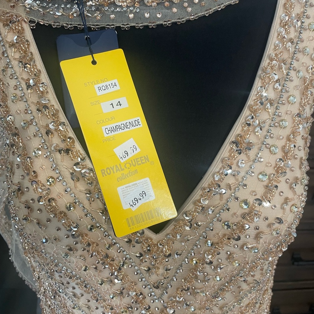 Royal Queen Champagne Nude Beaded Dress